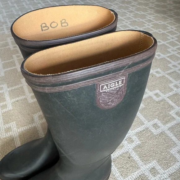 Aigle Parcours 2 Wellington Tall Rain Boots Green Rubber France Men 9 Women 10.5 - Picture 7 of 8